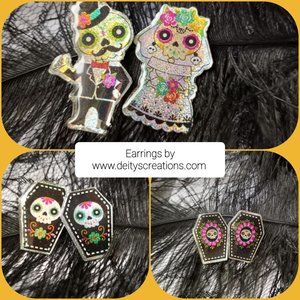 Halloween /gothic sugar skull coffin earrings sets E04